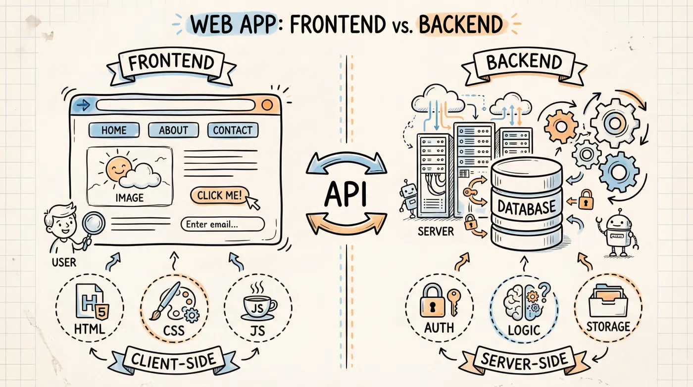 Frontend and backend communicate through APIs